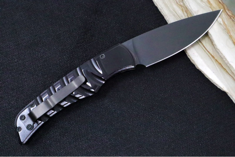 Piranha Knives Paradox - Black Anodized Aluminum Handle / Drop Point Blade / Black Finish / 154-CM Steel