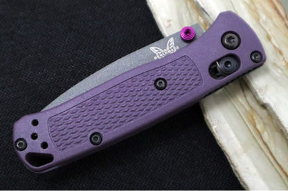 Benchmade 533GY-09 Mini Bugout Manual Folder - Drop Point Blade / CPM-S30V Steel / Tungsten Grey Cerakote Finish / Dark Purple Grivory Handle