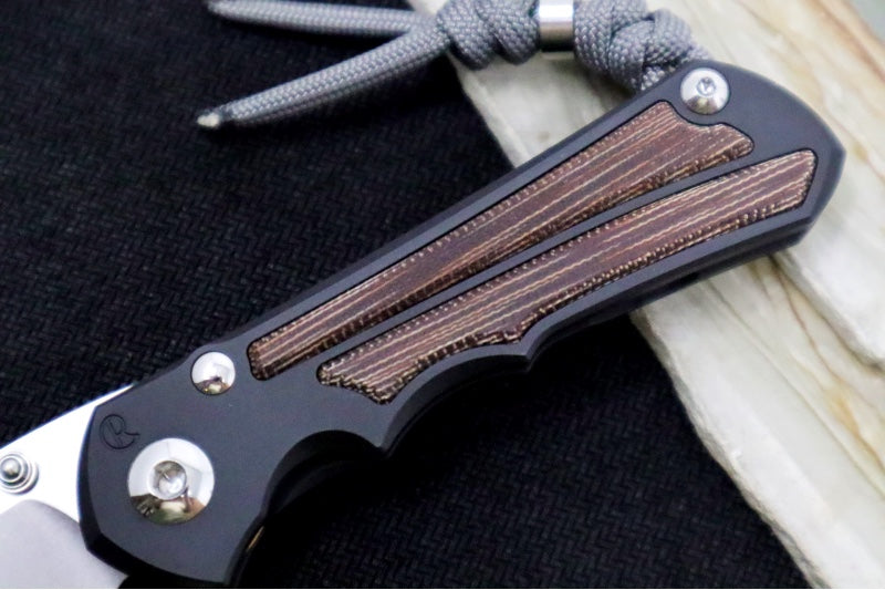 Chris Reeve Knives Small Inkosi NWK Exclusive - Drop Point Blade / CPM-Magnacut Steel / Armor Black Cerakote Handle with Natural Micarta Inlays / Charcoal Lanyard with Bead SIN-1600 - Northwest Knives