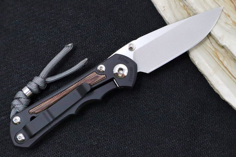 Chris Reeve Knives Small Inkosi NWK Exclusive - Drop Point Blade / CPM-Magnacut Steel / Armor Black Cerakote Handle with Natural Micarta Inlays / Charcoal Lanyard with Bead SIN-1600 - Northwest Knives