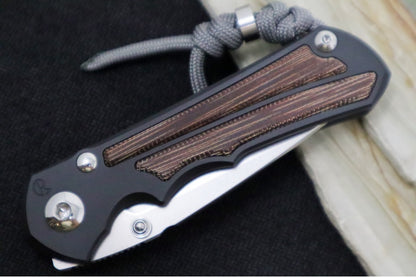 Chris Reeve Knives Small Inkosi NWK Exclusive - Drop Point Blade / CPM-Magnacut Steel / Armor Black Cerakote Handle with Natural Micarta Inlays / Charcoal Lanyard with Bead SIN-1600