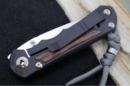 Chris Reeve Knives Small Inkosi NWK Exclusive - Drop Point Blade / CPM-Magnacut Steel / Armor Black Cerakote Handle with Natural Micarta Inlays / Charcoal Lanyard with Bead SIN-1600