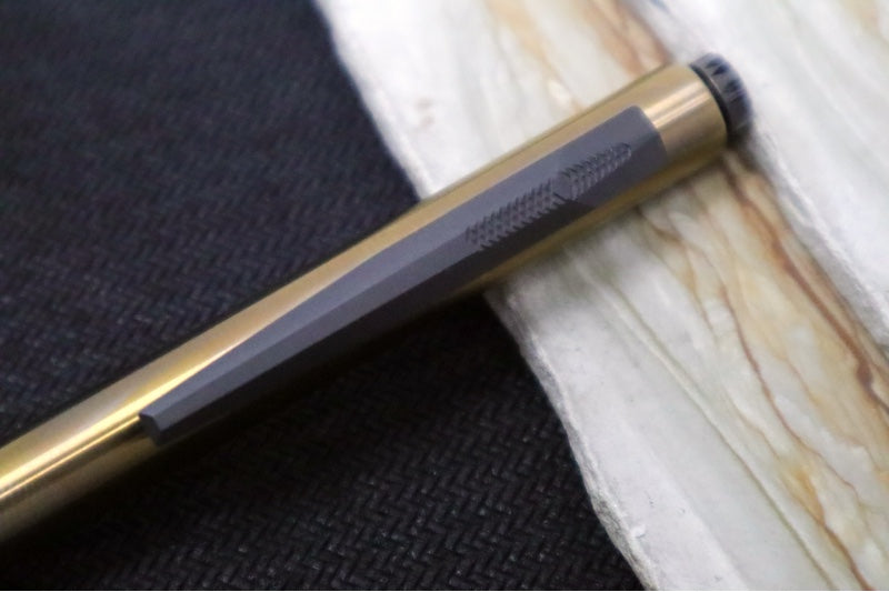 Koenig Knives PQD-G1 Pen - Titanium / Bronze Anodized Tip & Body / Black DLC Clip and Pen Cap