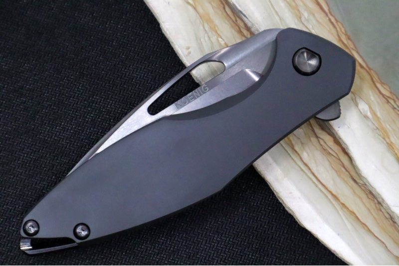 Koenig Arius - DLC Brightwashed Blade with Polished Flats / Smooth DLC Finished Handle / DLC Hardware & Clip & Spacer