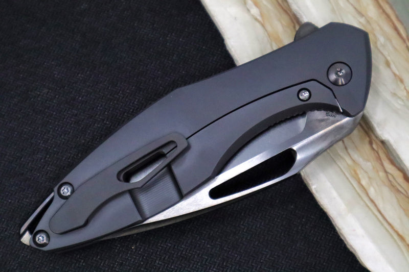 Koenig Arius - DLC Brightwashed Blade with Polished Flats / Smooth DLC Finished Handle / DLC Hardware & Clip & Spacer - Northwest Knives