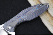 Koenig Arius - Blue Camo Carbon Fiber & Titanium Handle / Brightwashed Blade with Polished Flats / Stonewashed Spacer & Clip - Northwest Knives