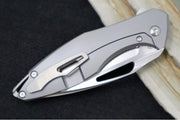 Koenig Arius - Blue Camo Carbon Fiber & Titanium Handle / Brightwashed Blade with Polished Flats / Stonewashed Spacer & Clip - Northwest Knives
