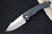 Heretic Knives Mini Pariah Auto - Stonewashed Finished Single Edge Blade / CPM-Magnacut Steel / Black Gator Grip Polymer Handle H054-2A - Northwest Knives