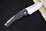Heretic Knives Mini Pariah Auto - Stonewashed Finished Single Edge Blade / CPM-Magnacut Steel / Black Gator Grip Polymer Handle H054-2A - Northwest Knives