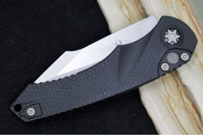 Heretic Knives Mini Pariah Auto - Stonewashed Finished Tanto / CPM-Magnacut Steel / Black Gator Grip Polymer Handle H055-2A