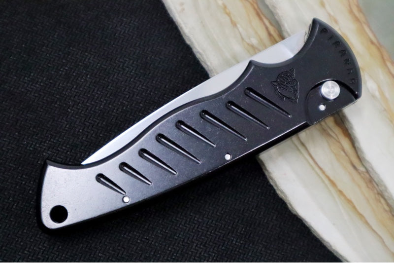 Piranha Knives "Pocket" - Polished 154CM Blade / Black Aluminum Handle - Northwest Knives