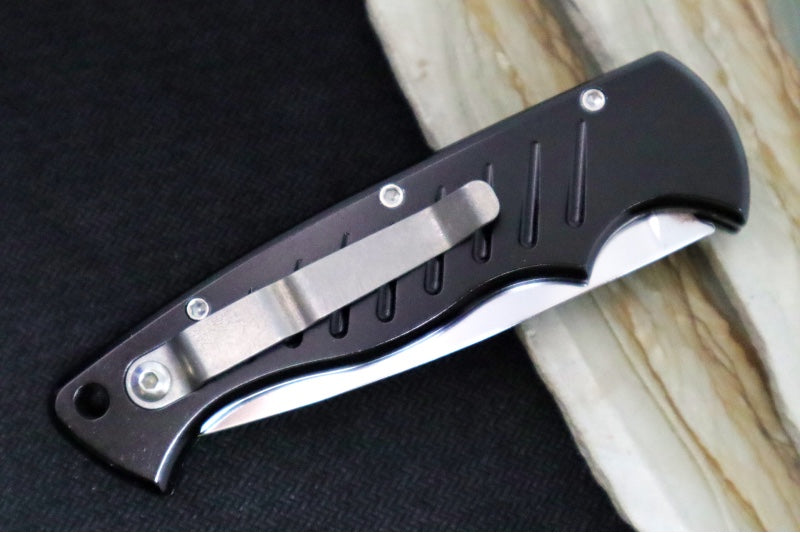 Piranha Knives "Pocket" - Polished 154CM Blade / Black Aluminum Handle