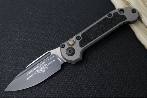 Microtech L.U.D.T Gen III - Black Finish / Drop Point Blade / Natural Clear Aluminum Handle & Black Traction Tape Inlay - 1135-1NC - Northwest Knives
