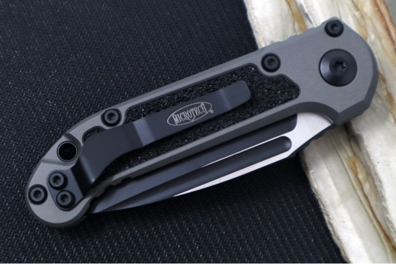 Microtech L.U.D.T Gen III - Black Finish / Drop Point Blade / Natural Clear Aluminum Handle & Black Traction Tape Inlay - 1135-1NC