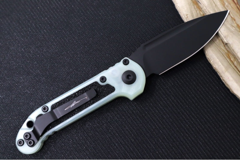 Microtech L.U.D.T Gen III Signature Series - Black Finish / Drop Point Blade / Jade G-10 Handle & Black Traction Tape Inlay - 1135-1GTJGS-X4