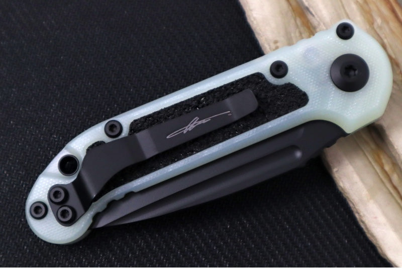 Microtech L.U.D.T Gen III Signature Series - Black Finish / Drop Point Blade / Jade G-10 Handle & Black Traction Tape Inlay - 1135-1GTJGS-X4