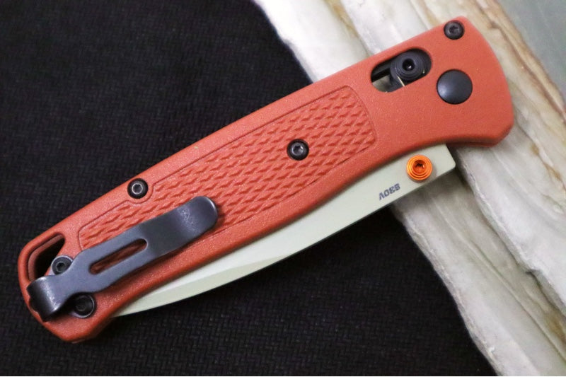 Benchmade 535TN-10 Bugout - CPM-S30V Steel / Drop Point Blade / Desert Verde Cerakote Finish / Textured Rust Orange Grivory Handle - Northwest Knives