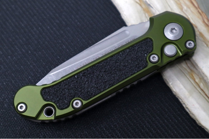 Microtech L.U.D.T Gen III - Stonewash Finish / Tanto Blade / OD Green Aluminum Handle & Black Traction Tape Inlay - 1136-10APOD