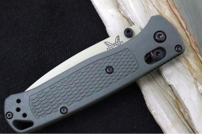 Benchmade 535TN-11 Bugout - CPM-S30V Steel / Drop Point Blade / Desert Verde Cerakote Finish / Textured Dark Olive Grivory Handle