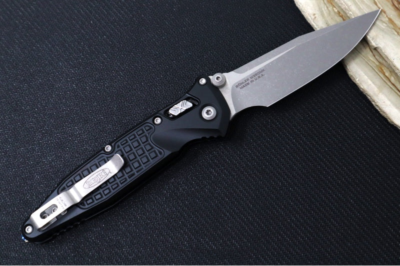 Microtech Socom RAM-LOCK Manual Folder - Apocalyptic Finished Blade / Black Frag Anodized Aluminum w/ Trim-Grip Handle