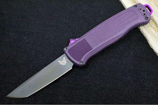 Benchmade 5370GY-06 Shootout OTF - Smoke Grey PVD Coated Blade / CPM-Cruwear Steel / Tanto Style / Dark Purple Grivory Handle