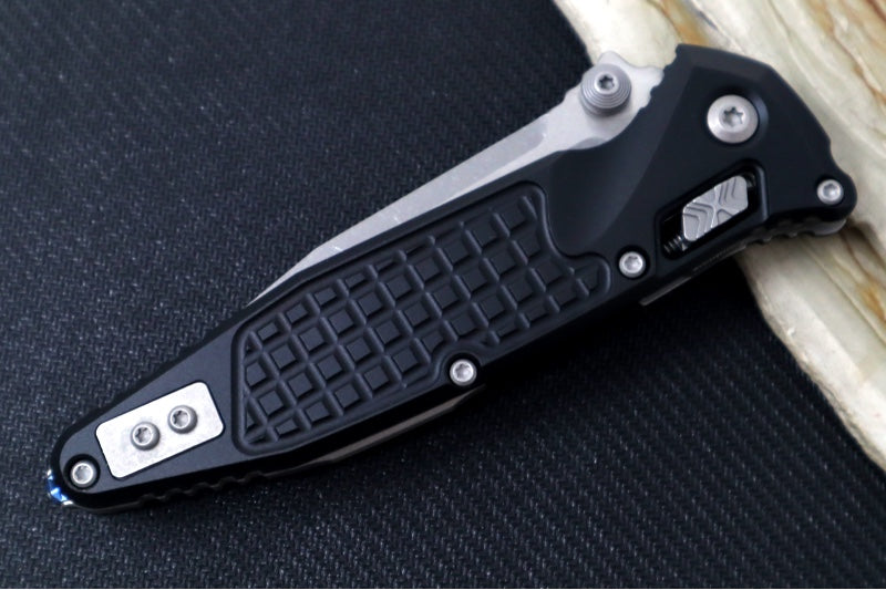Microtech Socom RAM-LOCK Manual Folder - Apocalyptic Finished Blade / Black Frag Anodized Aluminum w/ Trim-Grip Handle