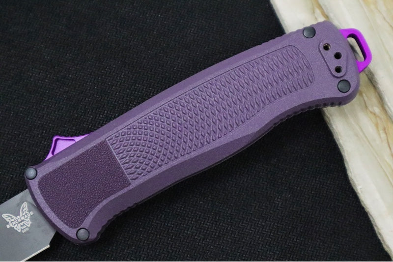 Benchmade 5370GY-06 Shootout OTF - Smoke Grey PVD Coated Blade / CPM-Cruwear Steel / Tanto Style / Dark Purple Grivory Handle