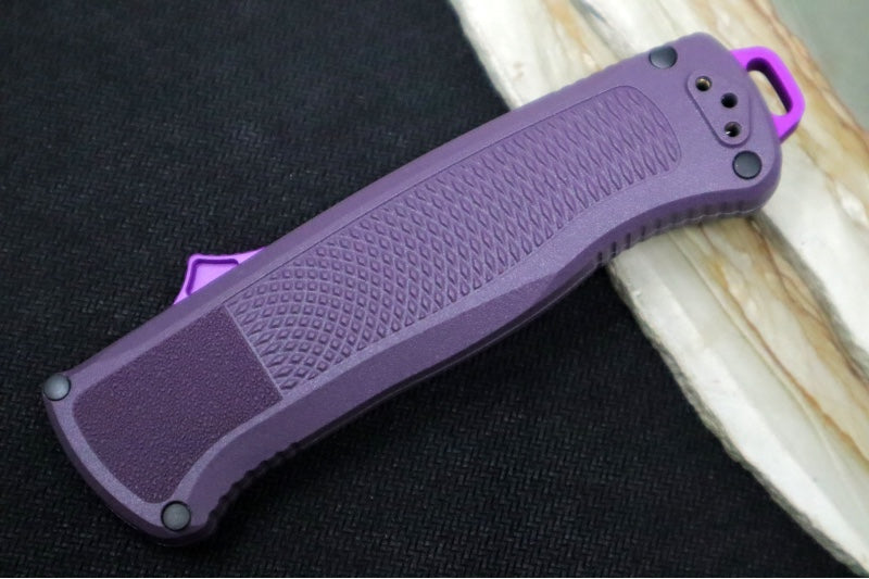 Benchmade 5370GY-06 Shootout OTF - Smoke Grey PVD Coated Blade / CPM-Cruwear Steel / Tanto Style / Dark Purple Grivory Handle