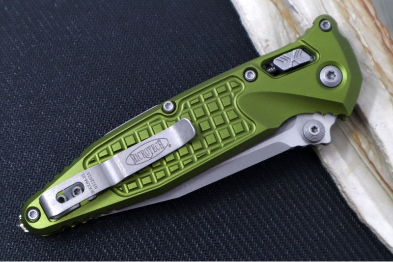 Microtech Socom RAM-LOCK Manual Folder - Apocalyptic Finished Blade / OD Green Frag Anodized Aluminum w/ Trim-Grip Handle 160RL-10APFROD