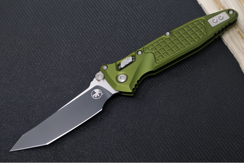 Microtech Socom RAM-LOCK Manual Folder - Tanto Blade / Black Finish / OD Green Frag Anodized Aluminum w/ Trim-Grip Handle 161RL-1FROD