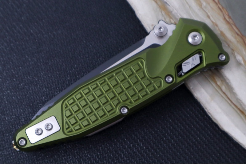 Microtech Socom RAM-LOCK Manual Folder - Tanto Blade / Black Finish / OD Green Frag Anodized Aluminum w/ Trim-Grip Handle 161RL-1FROD