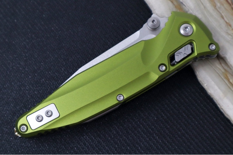 Microtech Socom Delta RAM-LOCK Manual Folder - Stonewashed Finished Blade / OD Green Frag Anodized Aluminum w/ Trim-Grip Handle 159RL-10OD