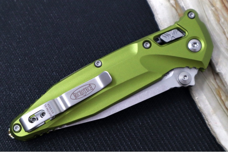 Microtech Socom Delta RAM-LOCK Manual Folder - Stonewashed Finished Blade / OD Green Frag Anodized Aluminum w/ Trim-Grip Handle 159RL-10OD