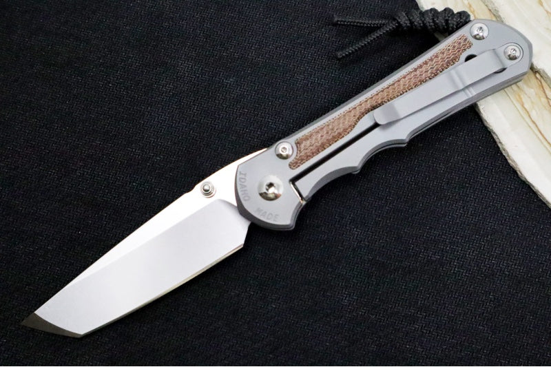 Chris Reeve Knives Large Inkosi LEFT HAND - Tanto - Natural Canvas Micarta - Glass Blasted LIN-1135