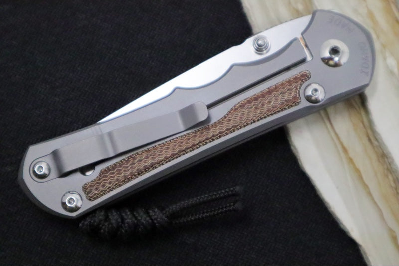 Chris Reeve Knives Large Inkosi LEFT HAND - Tanto - Natural Canvas Micarta - Glass Blasted LIN-1135 - Northwest Knives