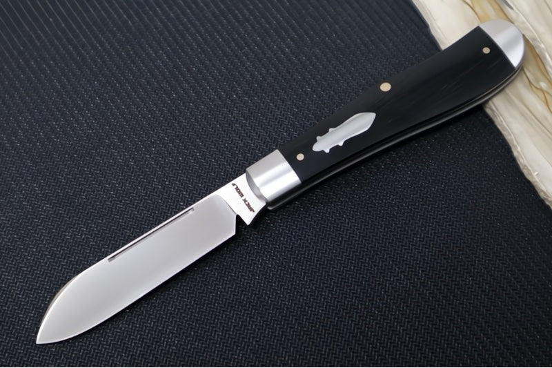 Jack Wolf Knives Eureka Slipjoint - Ebony Handle & Stainless Steel Bolsters / Drop Point Blade / Sandvik 14C28N Steel / Satin Finish