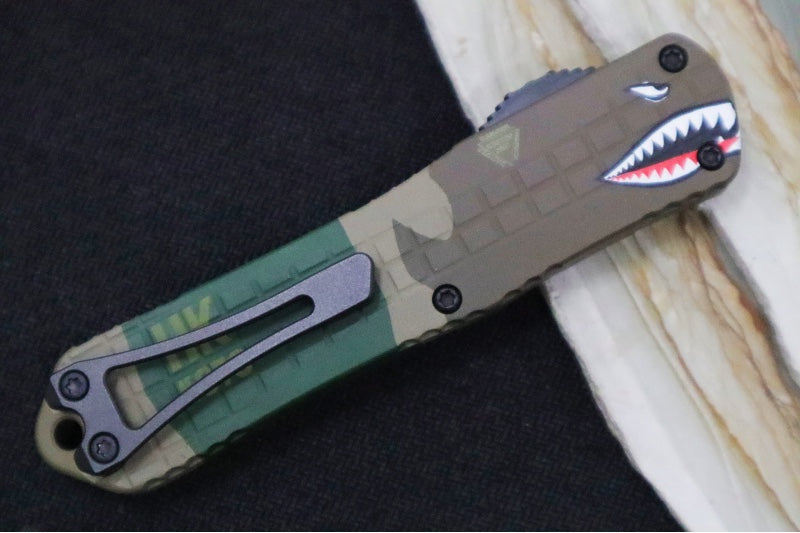 Heretic Knives Manticore E OTF - Black DLC Finish / Bowie Blade / A10 Edition Grenade Grip Anodized Aluminum Handle H026BF-6A-A10 - Northwest Knives