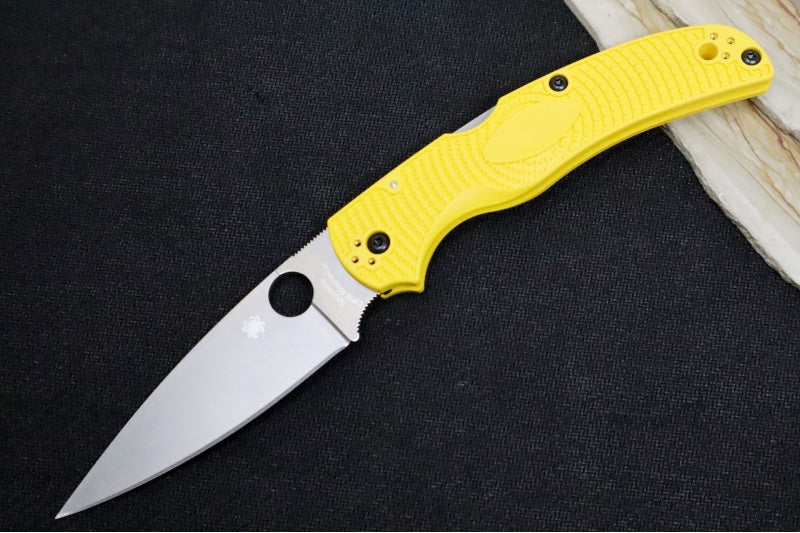 Spyderco Native Chief Salt - Drop Point Blade / Satin Finish / Yellow FRN Handle Scales / CPM-Magnacut Steel C244PYL - Northwest Knives
