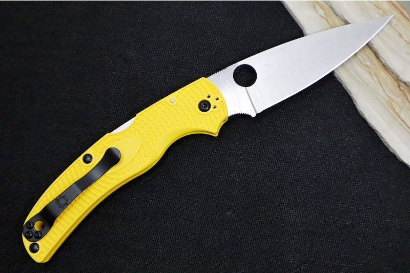 Spyderco Native Chief Salt - Drop Point Blade / Satin Finish / Yellow FRN Handle Scales / CPM-Magnacut Steel C244PYL