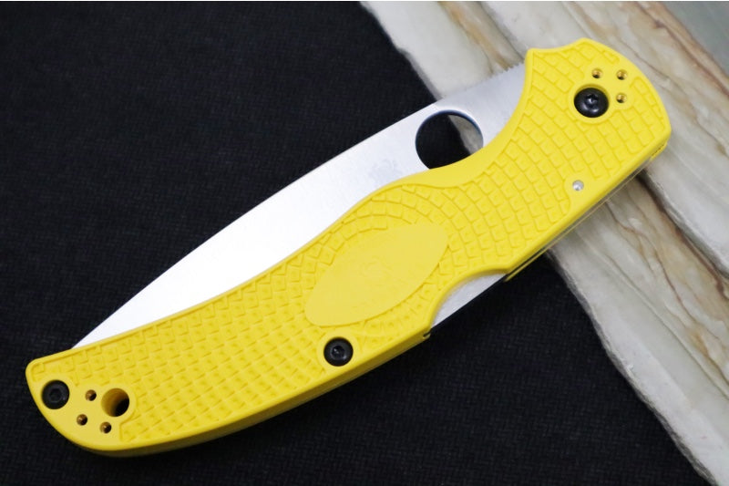 Spyderco Native Chief Salt - Drop Point Blade / Satin Finish / Yellow FRN Handle Scales / CPM-Magnacut Steel C244PYL - Northwest Knives