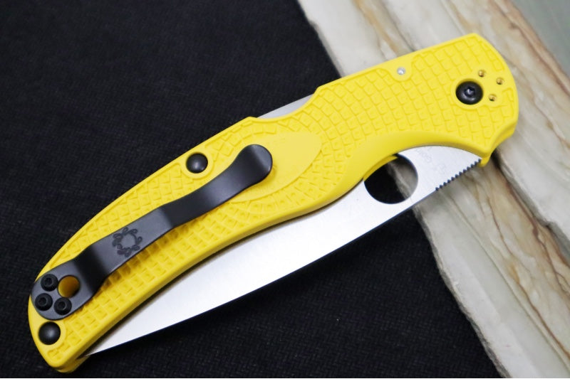 Spyderco Native Chief Salt - Drop Point Blade / Satin Finish / Yellow FRN Handle Scales / CPM-Magnacut Steel C244PYL - Northwest Knives