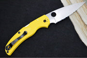 Spyderco Native Chief Salt - Drop Point Blade with Full Serrations / Satin Finish / Yellow FRN Handle Scales / CPM-Magnacut Steel C244SYL - Northwest Knives