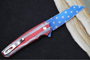 Pro Tech Malibu Flipper Patriot - "Patriot" Cerakoted Aluminum Handle / Mother of Pearl Button / Reverse Tanto Blade / CPM-Magnacut 5401-PATRIOT - Northwest Knives