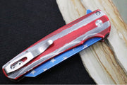 Pro Tech Malibu Flipper Patriot - "Patriot" Cerakoted Aluminum Handle / Mother of Pearl Button / Reverse Tanto Blade / CPM-Magnacut 5401-PATRIOT - Northwest Knives