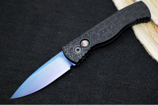 Pro Tech Tactical Response 2 Auto NEXUS - Nexus "Since 1999" Textured Black Anodized Aluminum Handle / Abalone Push Button / Sapphire PVD Coated Blade / CPM-Magnacut Steel TR206-SBNEXUS