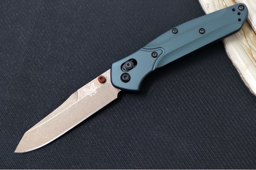 Benchmade 940FE-2601 Osborne - CPM-S90V Steel / Reverse Tanto Blade / FDE PVD Battlewash Finish / Tagia Green Anodized Aluminum Handle - Northwest Knives