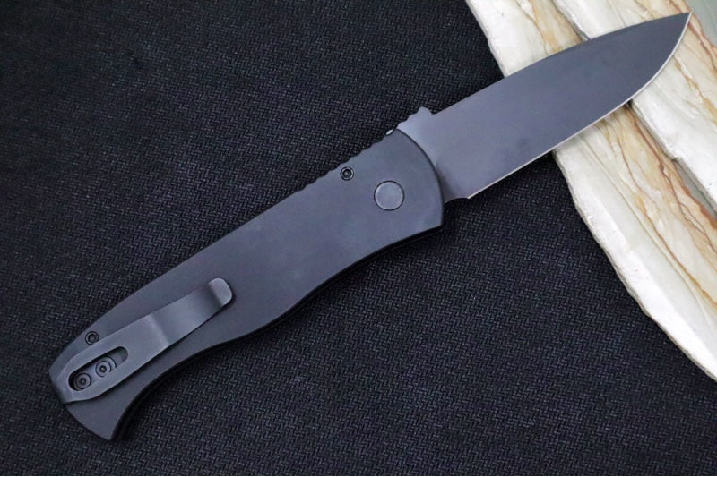 Pro Tech Emerson CQC7 Operator Auto - Black Anodized Aluminum Handle / Black DLC Finished Spear Point Blade / CPM-20CV Steel E7A03-20CV