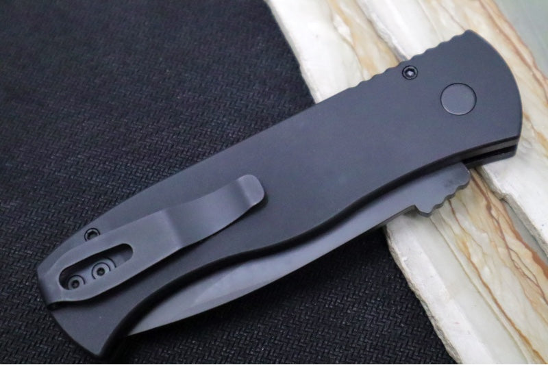 Pro Tech Emerson CQC7 Operator Auto - Black Anodized Aluminum Handle / Black DLC Finished Spear Point Blade / CPM-20CV Steel E7A03-20CV - Northwest Knives