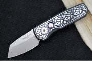 Pro Tech Runt Auto Custom 004 - "Since 1999" 17-4 Steel Nexus Patterned Handle with Black DLC and Satin Finish/ Stonewashed Reverse Tanto Blade / CPM-Magnacut Steel / Black Lip Pearl Push Button 24RUNT04 - Northwest Knives
