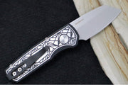 Pro Tech Runt Auto Custom 004 - "Since 1999" 17-4 Steel Nexus Patterned Handle with Black DLC and Satin Finish/ Stonewashed Reverse Tanto Blade / CPM-Magnacut Steel / Black Lip Pearl Push Button 24RUNT04 - Northwest Knives
